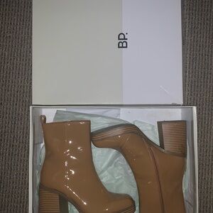 BP Tan Heeled Boots with Chunky Block Heel